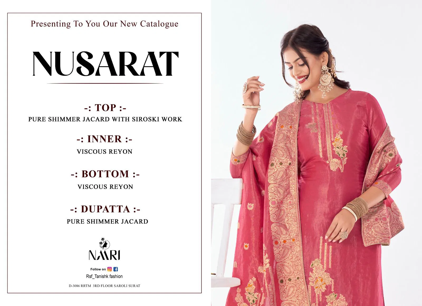 Nusarat By Naari Simer Jacquard Designer Salwar Suits Wholesale Price In Surat
